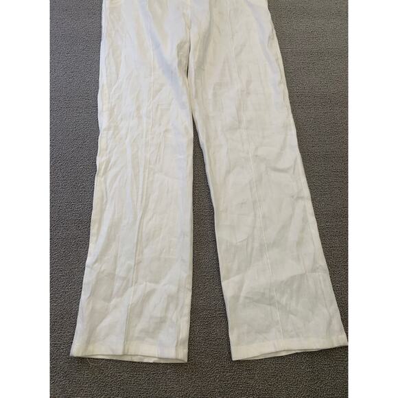 Monrow Women Medium White Wide Leg Linen Blend Pants - Picture 8 of 14
